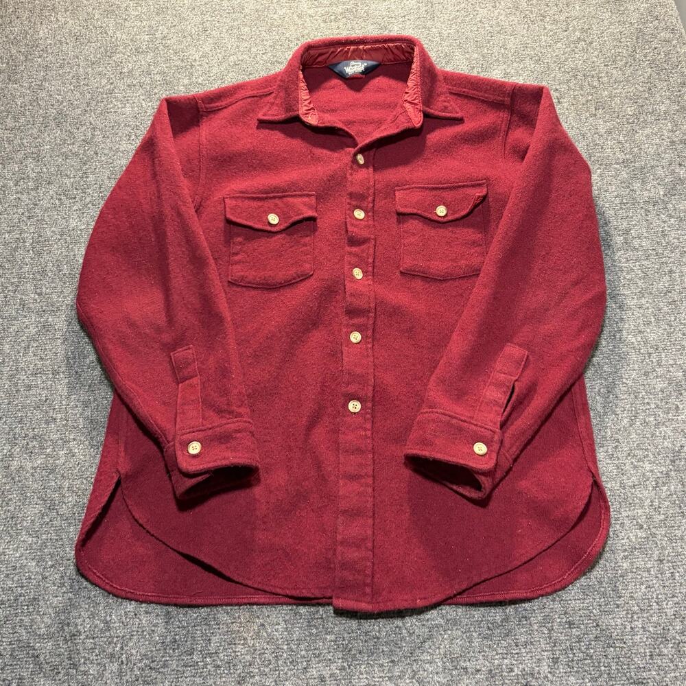 Woolrich Mens Red Wool Button Down Casual Work Shirt Long Sleeve Size Large